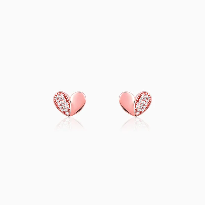 Rose Gold Made for Each Other Stud Earrings