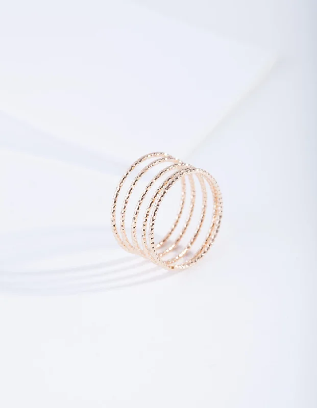 Gold Diamond Cut Spiral Ring