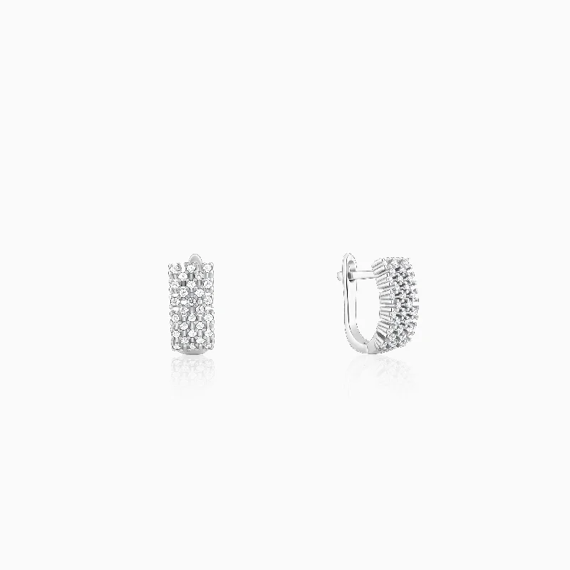 Silver Sparkling Shine Hoop Earrings