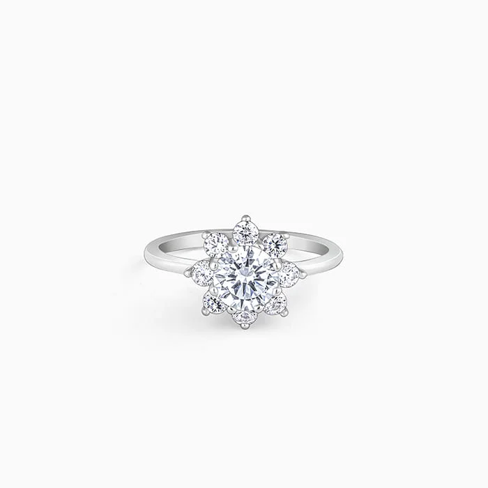 Silver Zircon Twilight Bloom Ring