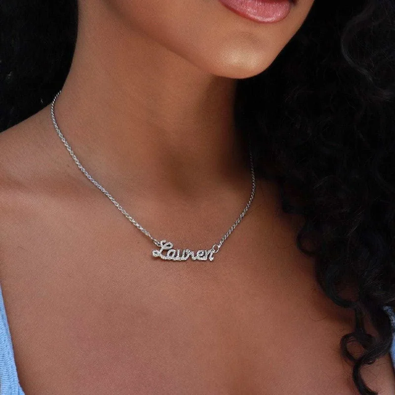 Solid Gold Script Font Necklace