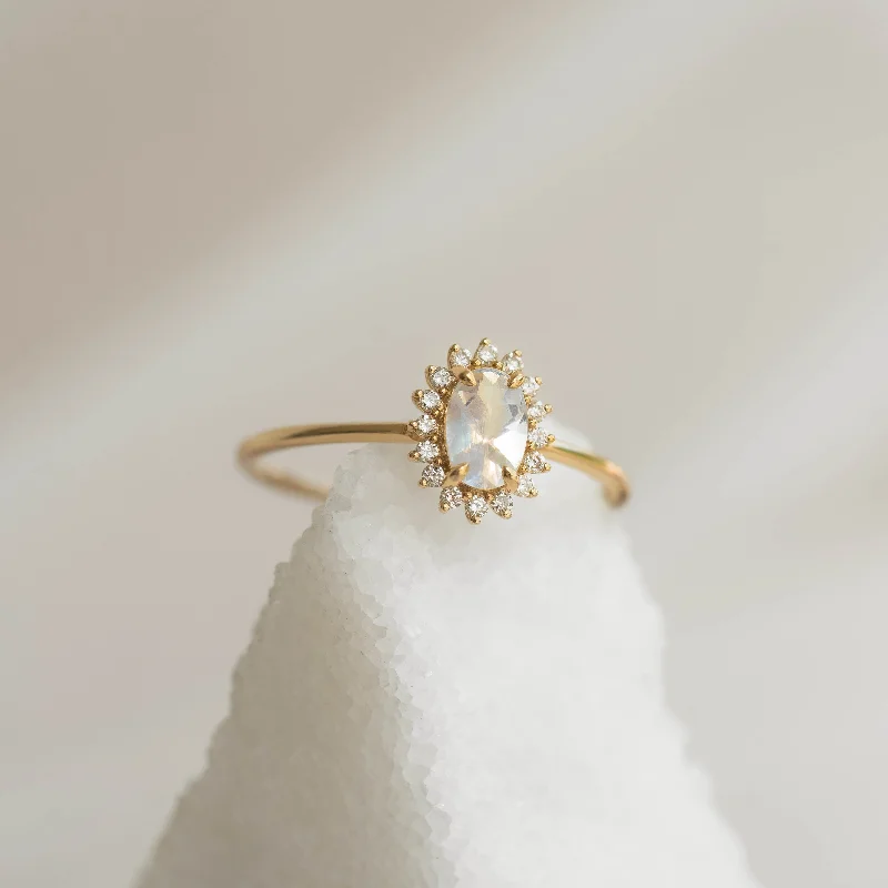 Sunburst Moonstone Halo Ring - Chiara