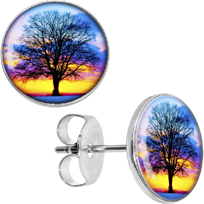 Sunset Tree Stud Earrings