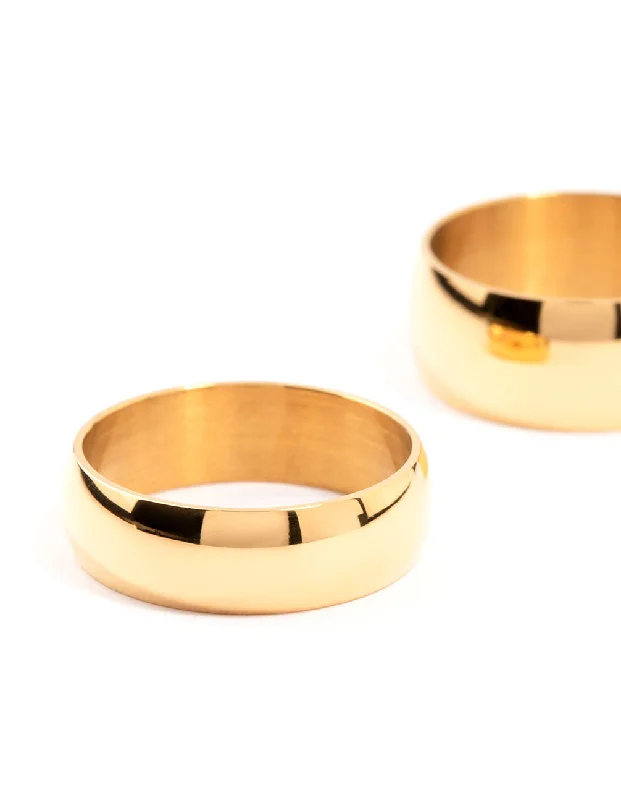 Gold Plated Stainless Steel Stacking Rings 2-Pack