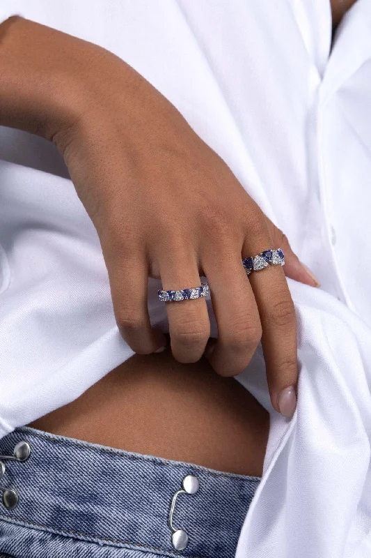 White & Blue Triangle Ring